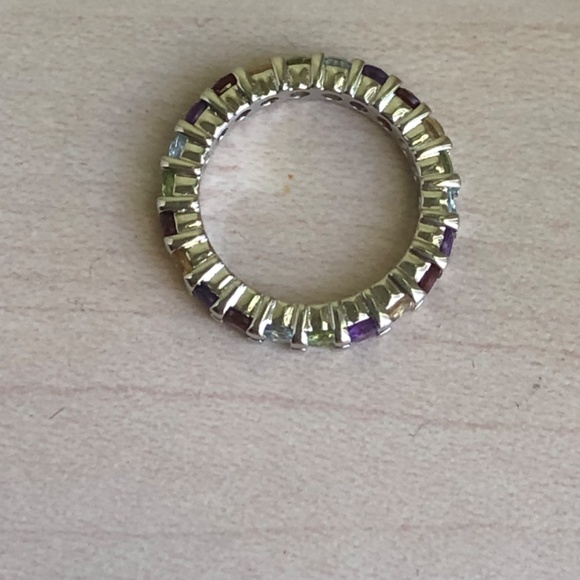 New Rainbow Gemstone Eternity Band Ring In Size 7 - Picture 2 of 5